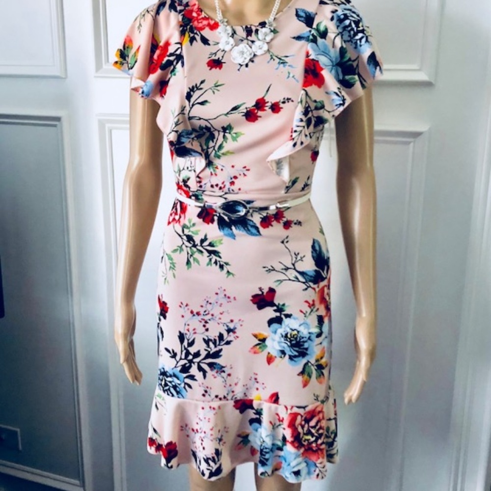 Beautiful Soft Pink Floral Ruffle Dress - NEW!